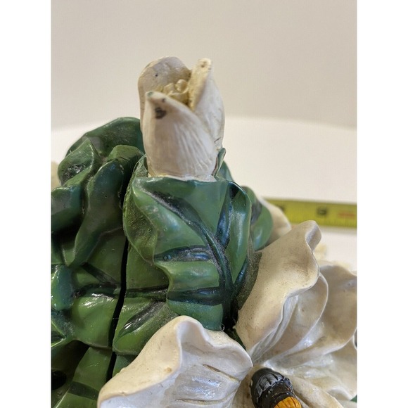 Magnolia Blossom Bookends Heavy Resin Bookends ‎ White Flowers Home Decor - Picture 9 of 10